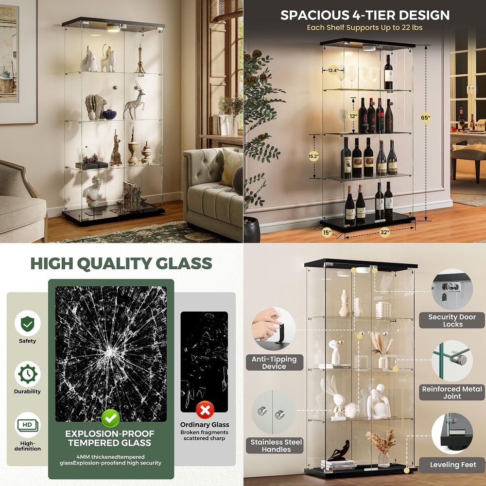 Glass Cabinet Display - Display Cabinet with LED Lights and