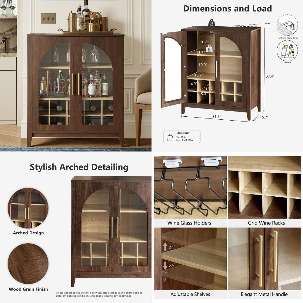 Glass Cabinet Display - Tall Storage Cabinet Fluted Pantry Cabinets