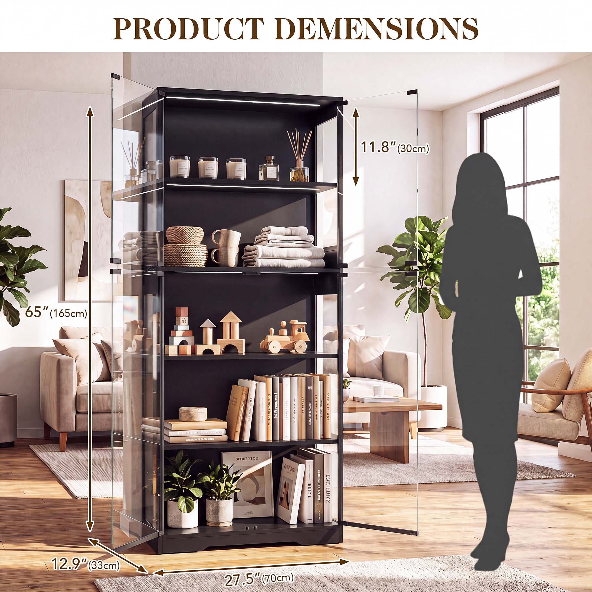 TCGBKAF 5‑Tier Display Cabinet - đánh giá và giá Glass Cabinet Display