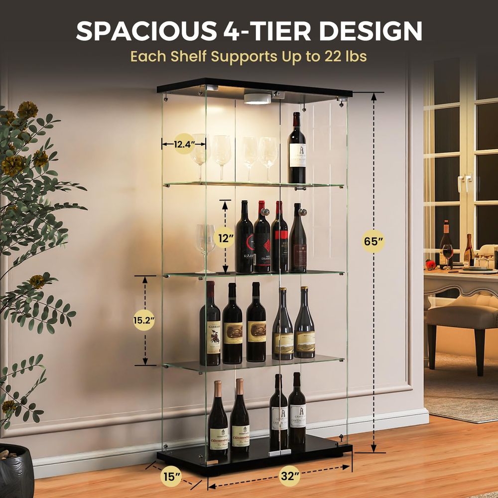 Display Cabinet with LED Light - đánh giá và giá Glass Cabinet Display
