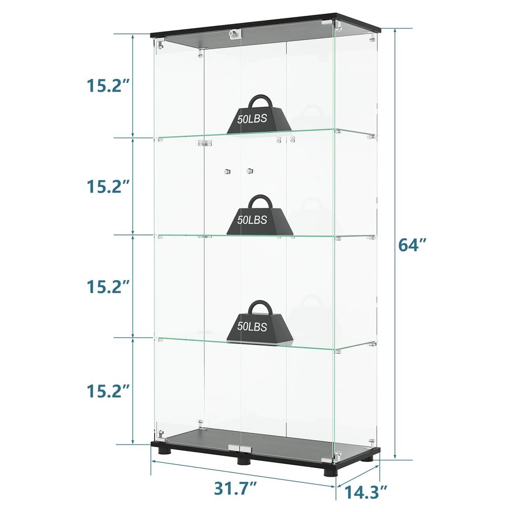 Display Cabinet with 4Shelf Do - đánh giá và giá Glass Cabinet Display