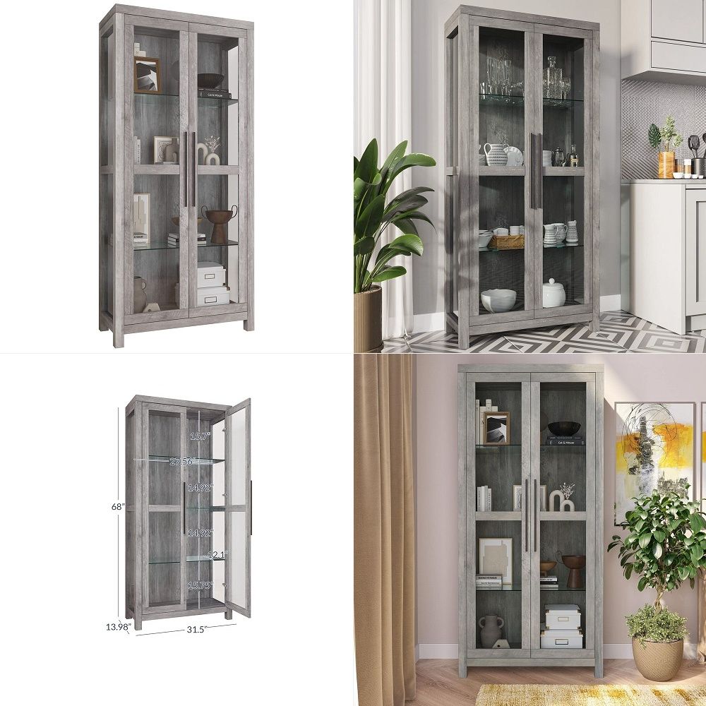 Glass Display Cabinet, Tall Cu - đánh giá và giá Glass Cabinet Display