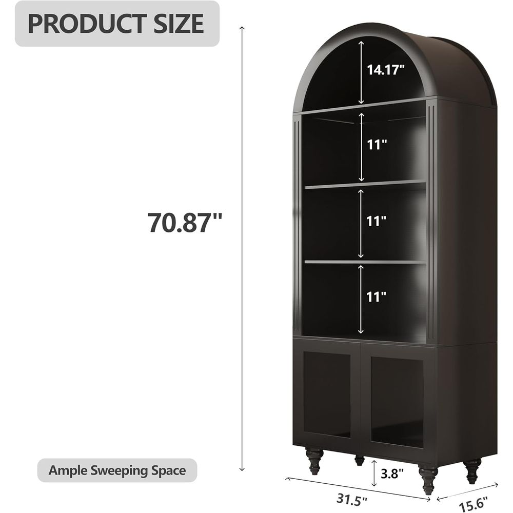 Wooden Arched Display Storage  - đánh giá và giá Glass Cabinet Display