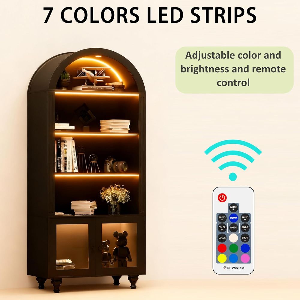 Wooden Arched Display Storage  - đánh giá và giá Glass Cabinet Display