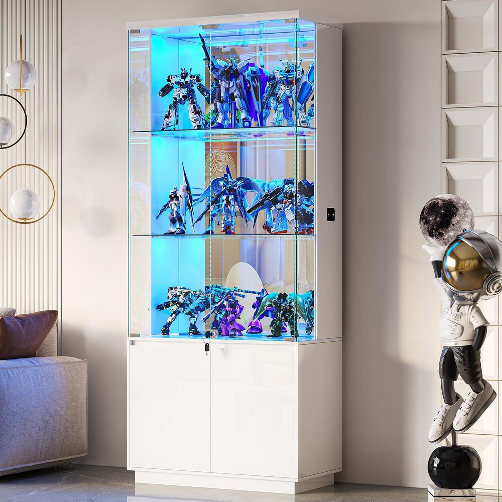71 Tall Display Cabinet with G - đánh giá và giá Glass Cabinet Display